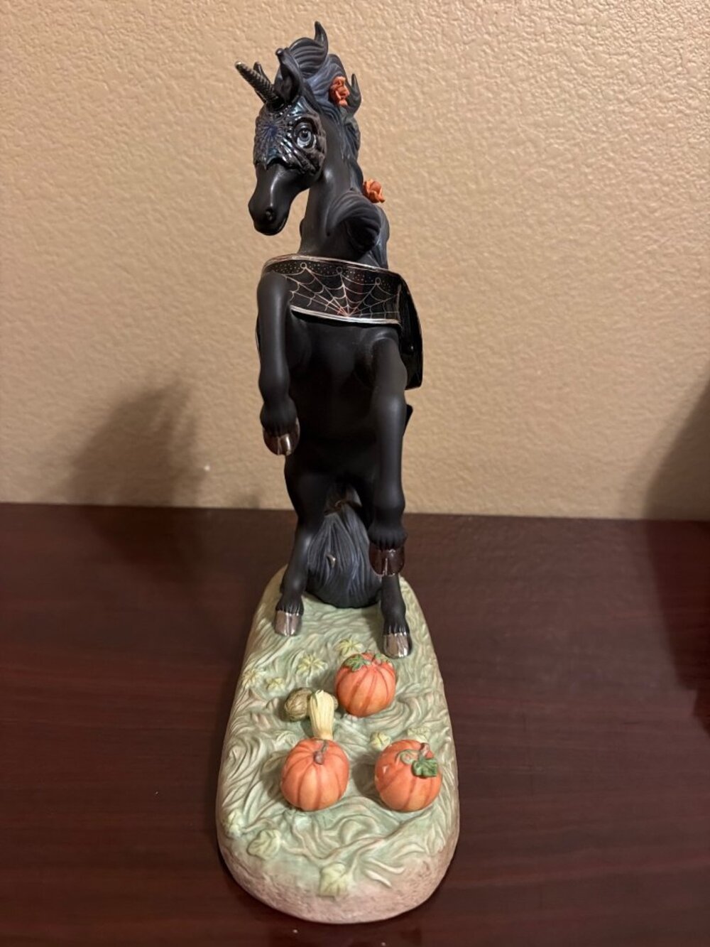 2002 Princeton Gallery Halloween Magic Unicorn Black Porcelain Figurine - No Box - Picture 3 of 17